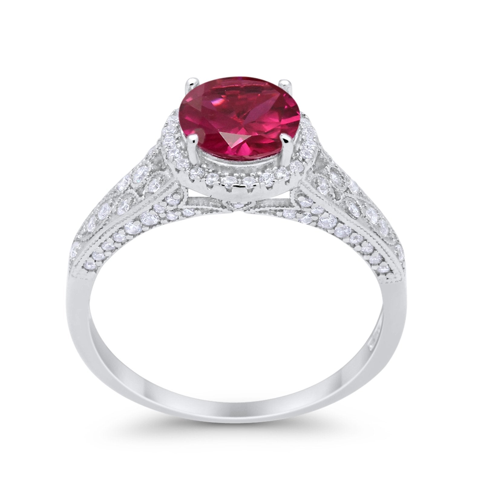 Art Deco Vintage Style Wedding Ring Simulated Cubic Zirconia 925 Sterling Silver