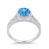 Art Deco Vintage Style Wedding Ring Simulated Cubic Zirconia 925 Sterling Silver