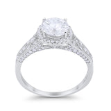 Art Deco Vintage Style Wedding Ring Simulated Cubic Zirconia 925 Sterling Silver