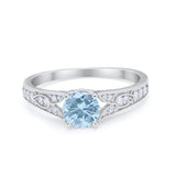 Vintage Style Art Deco Round Wedding Ring Cubic Zirconia 925 Sterling Silver