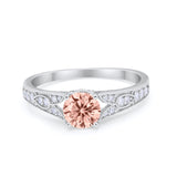 Vintage Style Art Deco Round Wedding Ring Cubic Zirconia 925 Sterling Silver