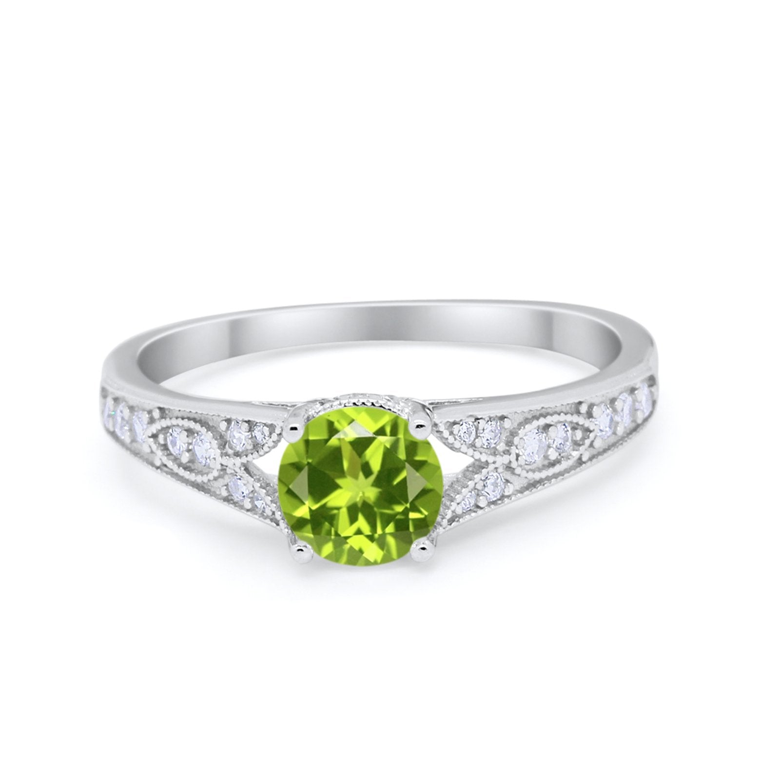Vintage Style Art Deco Round Wedding Ring Cubic Zirconia 925 Sterling Silver