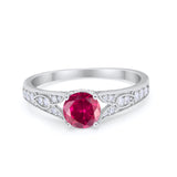 Vintage Style Art Deco Round Wedding Ring Cubic Zirconia 925 Sterling Silver
