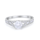 Vintage Style Art Deco Round Wedding Ring Cubic Zirconia 925 Sterling Silver