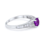Vintage Style Art Deco Round Wedding Ring Cubic Zirconia 925 Sterling Silver