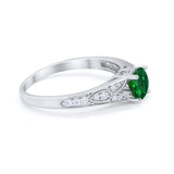 Vintage Style Art Deco Round Wedding Ring Cubic Zirconia 925 Sterling Silver