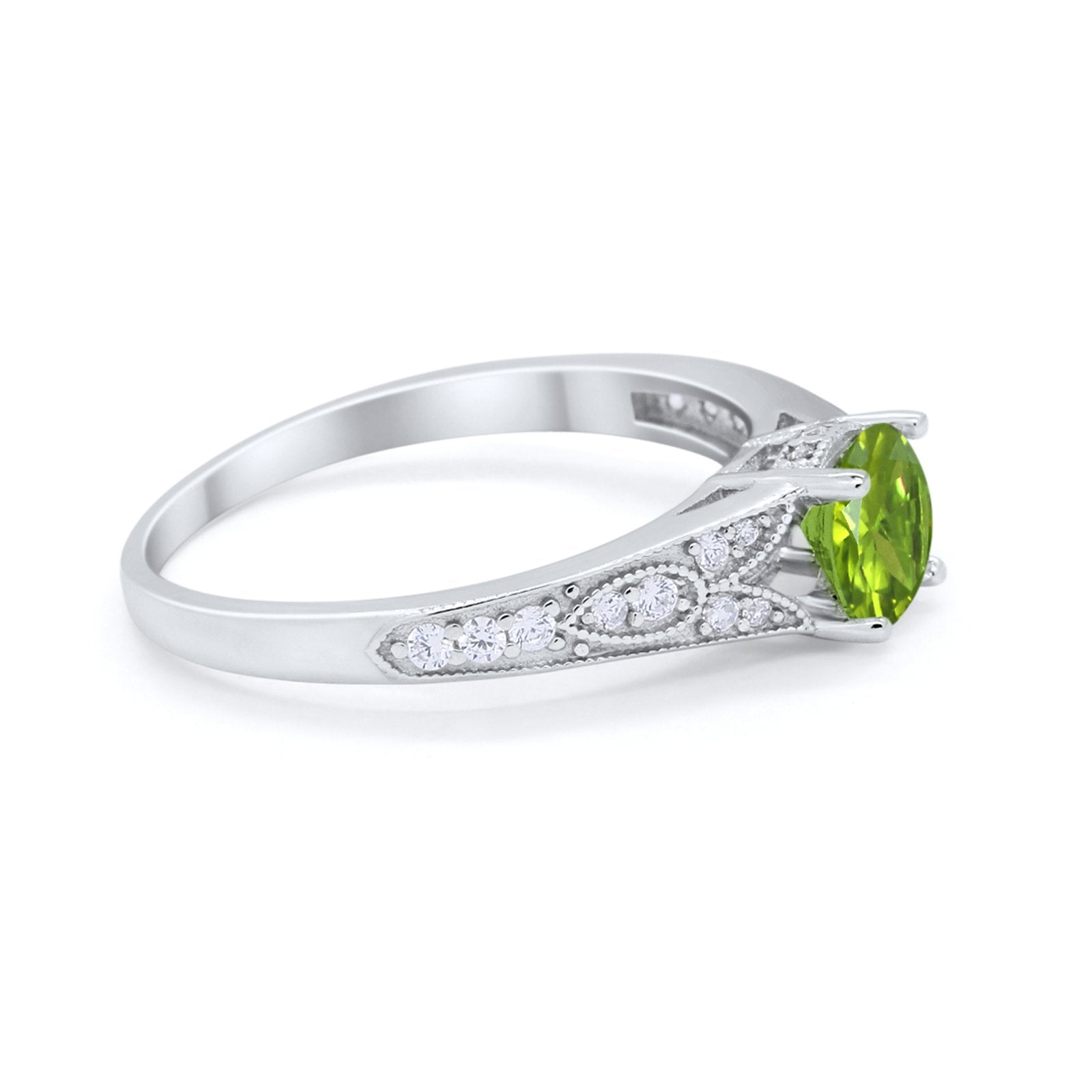 Vintage Style Art Deco Round Wedding Ring Cubic Zirconia 925 Sterling Silver