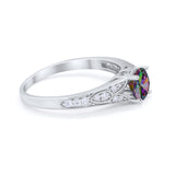 Vintage Style Art Deco Round Wedding Ring Cubic Zirconia 925 Sterling Silver