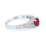 Vintage Style Art Deco Round Wedding Ring Cubic Zirconia 925 Sterling Silver