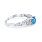 Vintage Style Art Deco Round Wedding Ring Cubic Zirconia 925 Sterling Silver