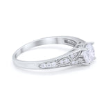 Vintage Style Art Deco Round Wedding Ring Cubic Zirconia 925 Sterling Silver