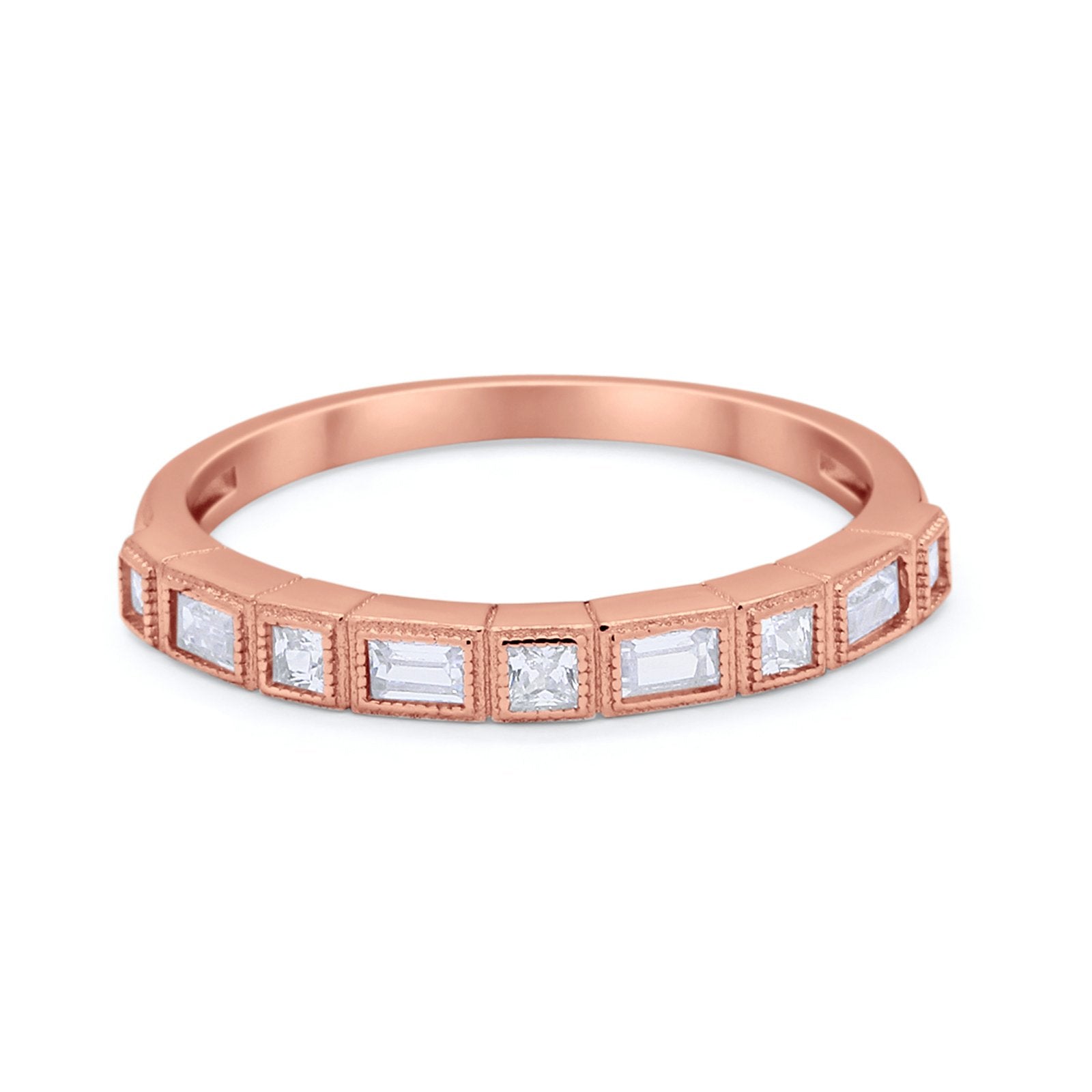 Half Eternity Wedding Band Ring 925 Sterling Silver