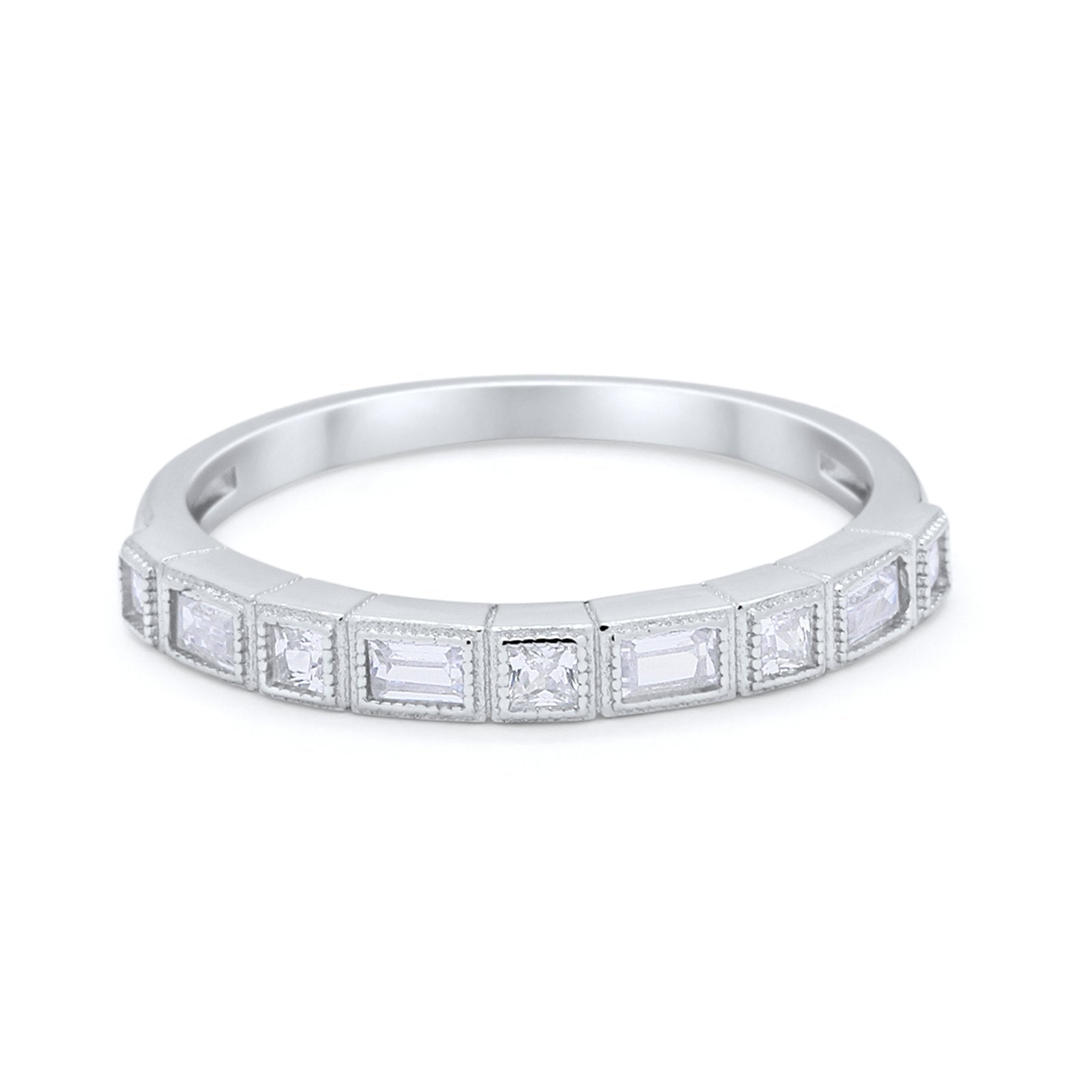 Half Eternity Wedding Band Ring 925 Sterling Silver