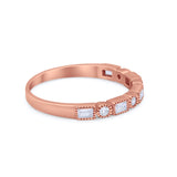 Art Deco Half Eternity Wedding Band Ring Baguette Round 925 Sterling Silver
