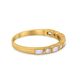 Art Deco Half Eternity Wedding Band Ring Baguette Round 925 Sterling Silver