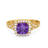 Cushion Art Deco Wedding Ring Simulated Cubic Zirconia 925 Sterling Silver