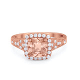 Cushion Art Deco Wedding Ring Simulated Cubic Zirconia 925 Sterling Silver