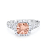 Cushion Art Deco Wedding Ring Simulated Cubic Zirconia 925 Sterling Silver