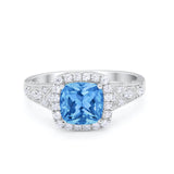 Cushion Art Deco Wedding Ring Simulated Cubic Zirconia 925 Sterling Silver