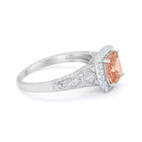 Cushion Art Deco Wedding Ring Simulated Cubic Zirconia 925 Sterling Silver