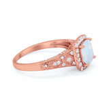 Cushion Art Deco Wedding Ring Simulated Cubic Zirconia 925 Sterling Silver