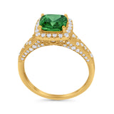 Cushion Art Deco Wedding Ring Simulated Cubic Zirconia 925 Sterling Silver