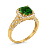 Cushion Art Deco Wedding Ring Simulated Cubic Zirconia 925 Sterling Silver