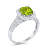 Cushion Art Deco Wedding Ring Simulated Cubic Zirconia 925 Sterling Silver