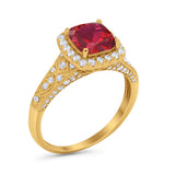 Cushion Art Deco Wedding Ring Simulated Cubic Zirconia 925 Sterling Silver