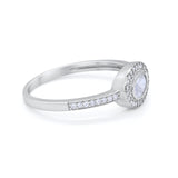 Sideways Oval Art Deco Wedding Ring Round Cubic Zirconia 925 Sterling Silver