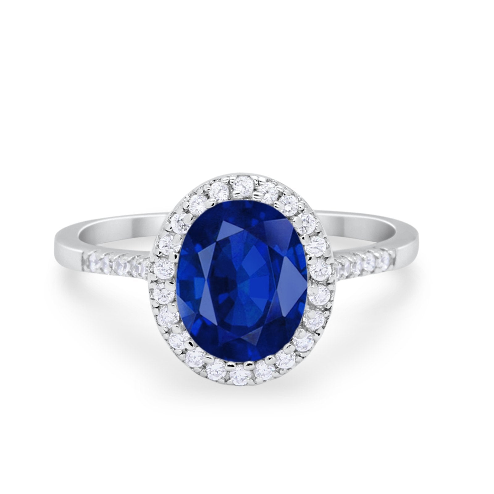 Halo Art Deco Oval Wedding Engagement Bridal Ring Round Cubic Zirconia 925 Sterling Silver