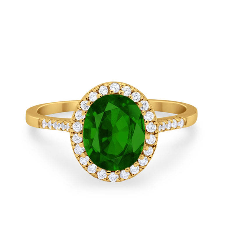 Halo Art Deco Oval Wedding Engagement Bridal Ring Round Cubic Zirconia 925 Sterling Silver