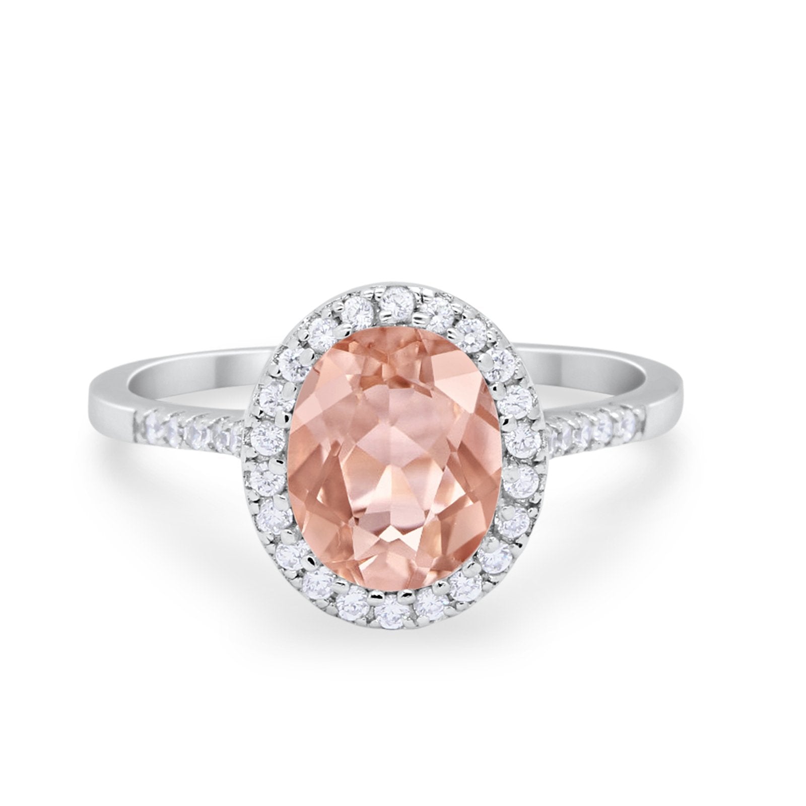 Halo Art Deco Oval Wedding Engagement Bridal Ring Round Cubic Zirconia 925 Sterling Silver