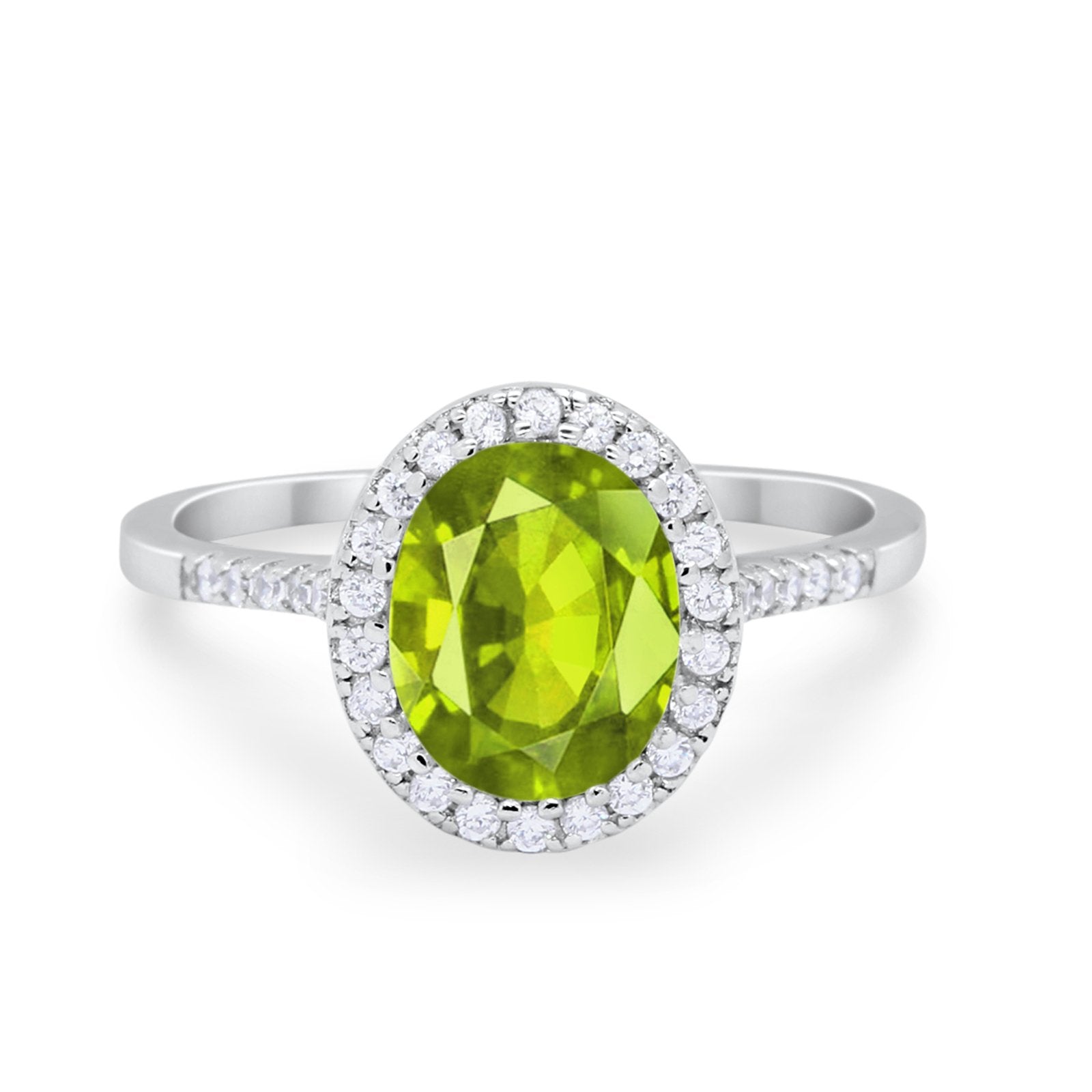 Halo Art Deco Oval Wedding Engagement Bridal Ring Round Cubic Zirconia 925 Sterling Silver