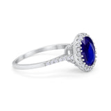 Halo Art Deco Oval Wedding Engagement Bridal Ring Round Cubic Zirconia 925 Sterling Silver