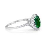 Halo Art Deco Oval Wedding Engagement Bridal Ring Round Cubic Zirconia 925 Sterling Silver