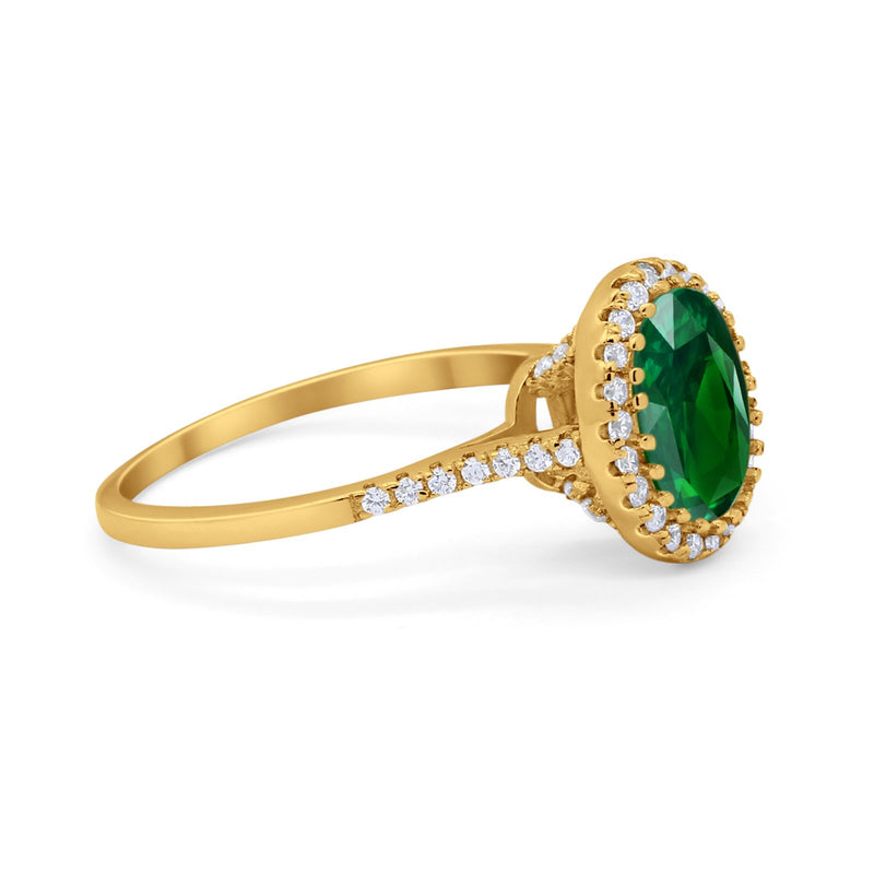 Halo Art Deco Oval Wedding Engagement Bridal Ring Round Cubic Zirconia 925 Sterling Silver