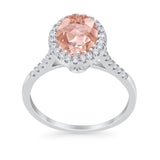 Halo Art Deco Oval Wedding Engagement Bridal Ring Round Cubic Zirconia 925 Sterling Silver