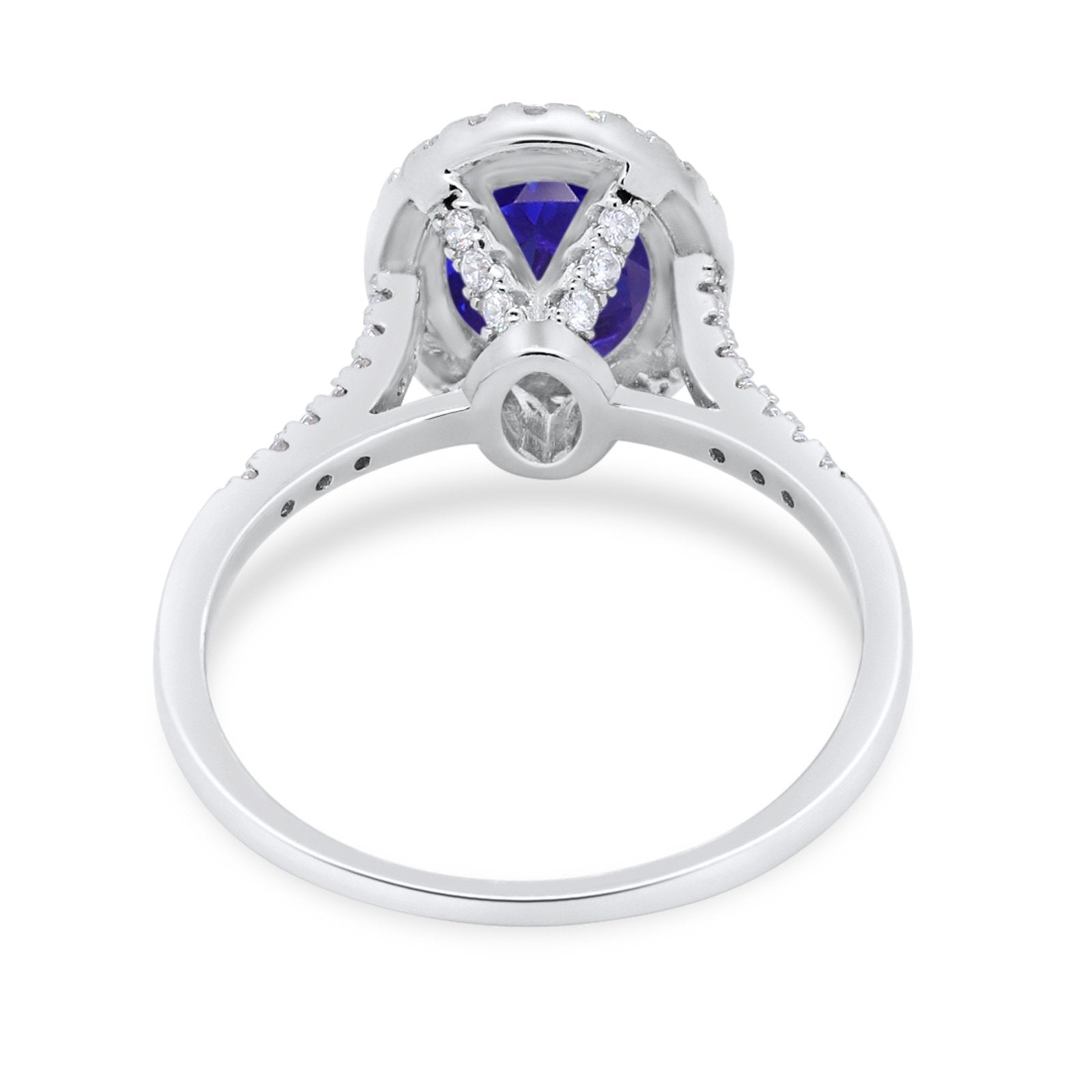 Halo Art Deco Oval Wedding Engagement Bridal Ring Round Cubic Zirconia 925 Sterling Silver