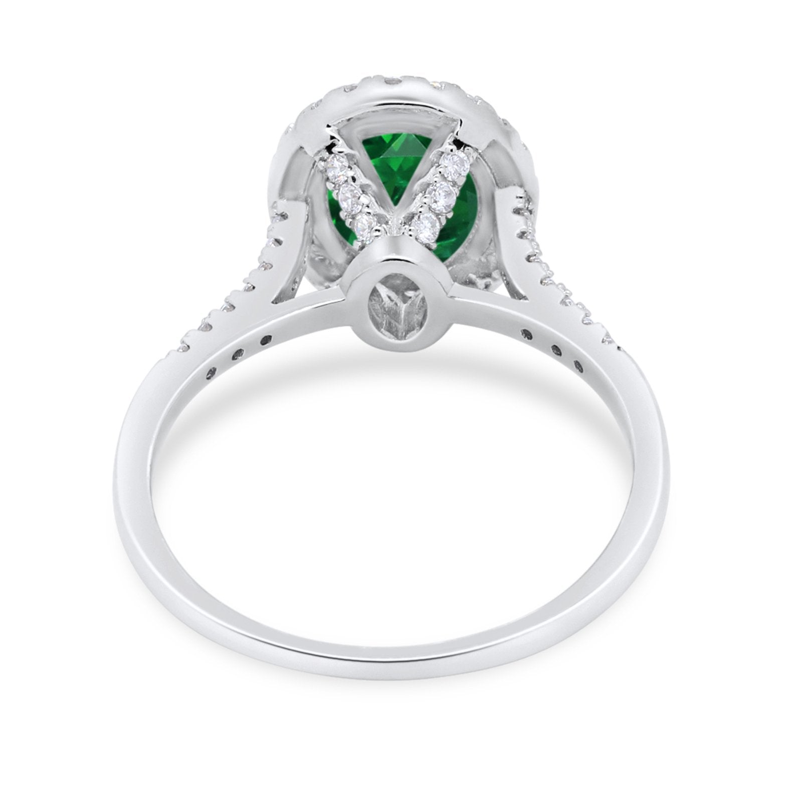 Halo Art Deco Oval Wedding Engagement Bridal Ring Round Cubic Zirconia 925 Sterling Silver