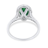 Halo Art Deco Oval Wedding Engagement Bridal Ring Round Cubic Zirconia 925 Sterling Silver
