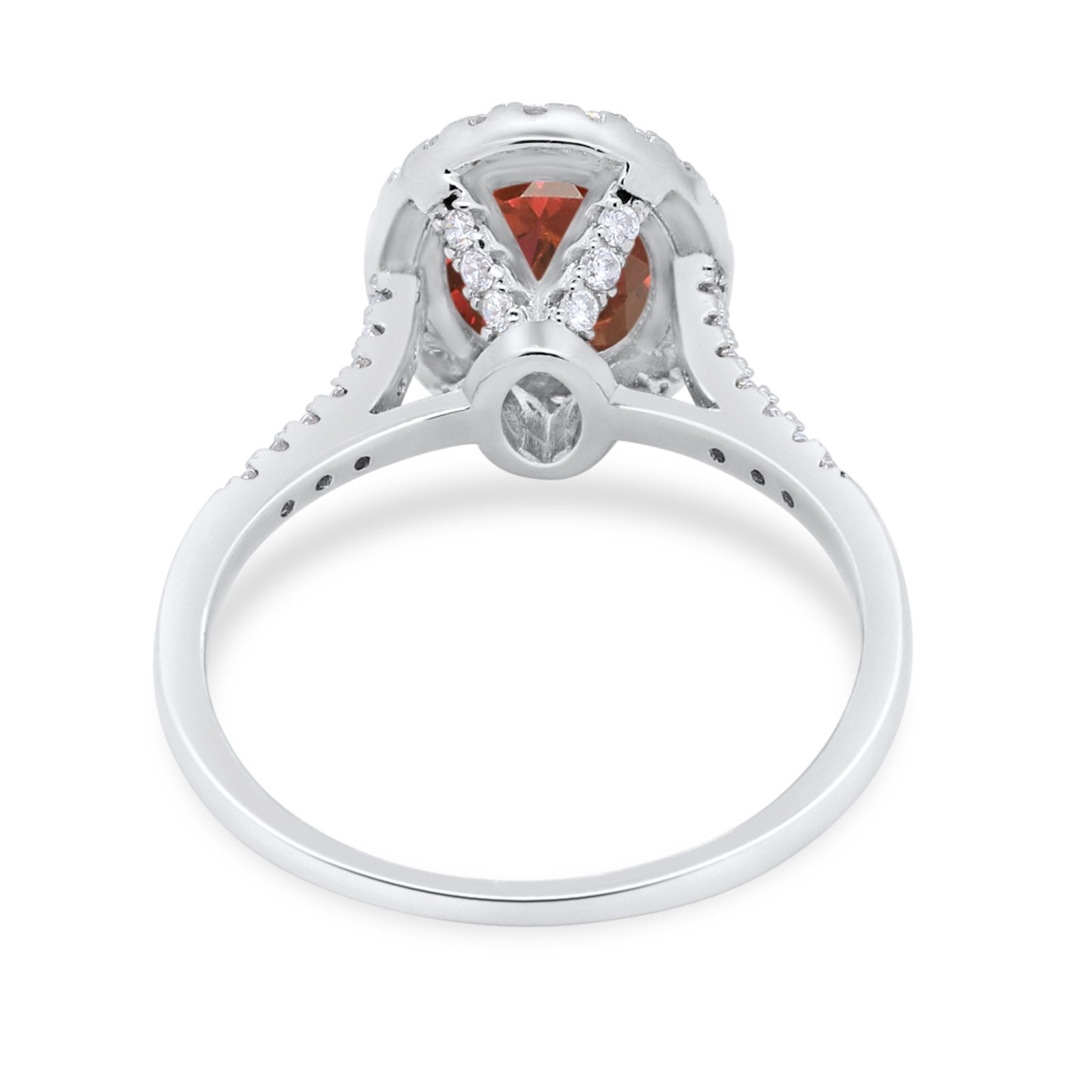 Halo Art Deco Oval Wedding Engagement Bridal Ring Round Cubic Zirconia 925 Sterling Silver
