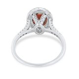 Halo Art Deco Oval Wedding Engagement Bridal Ring Round Cubic Zirconia 925 Sterling Silver