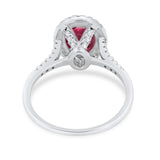Halo Art Deco Oval Wedding Engagement Bridal Ring Round Cubic Zirconia 925 Sterling Silver