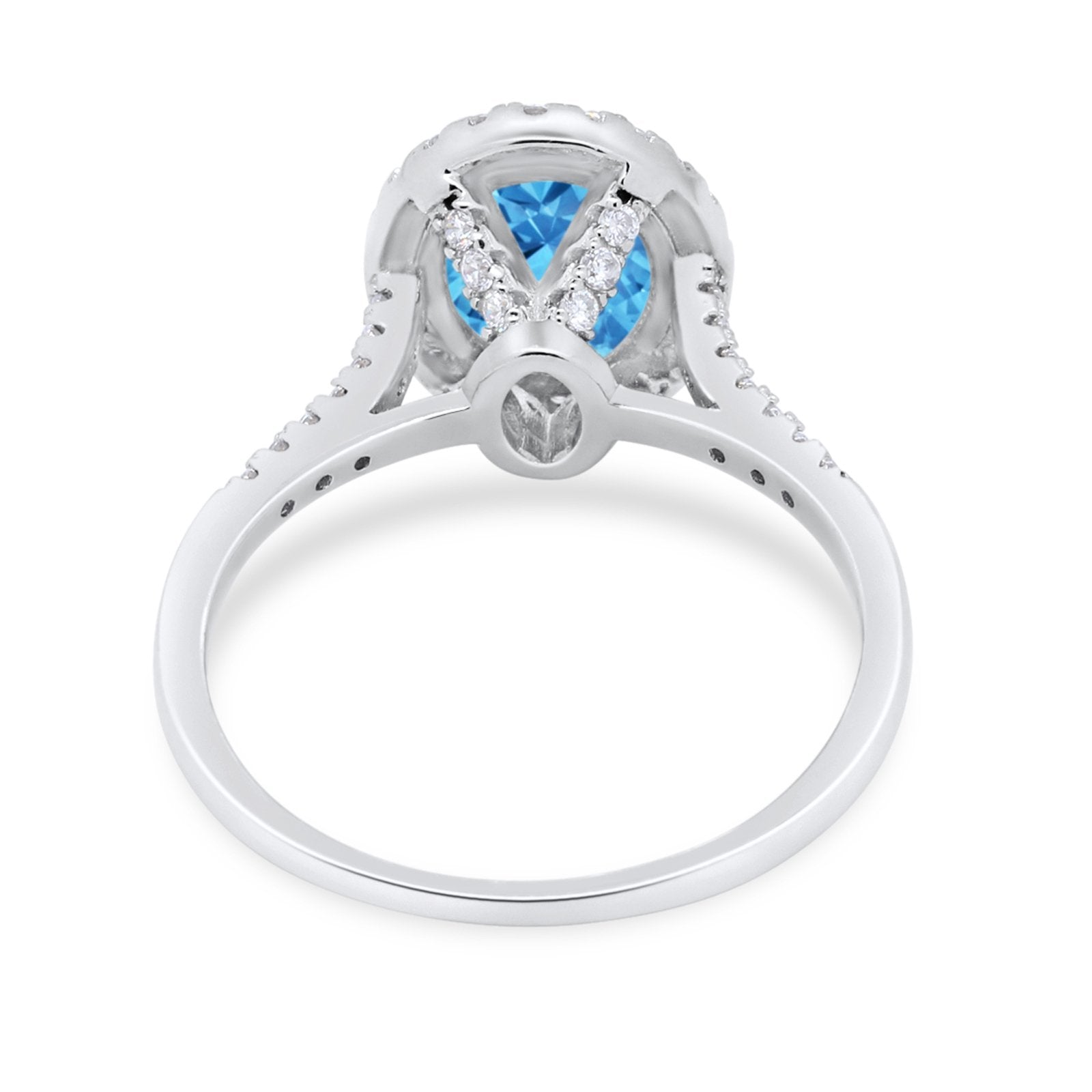 Halo Art Deco Oval Wedding Engagement Bridal Ring Round Cubic Zirconia 925 Sterling Silver