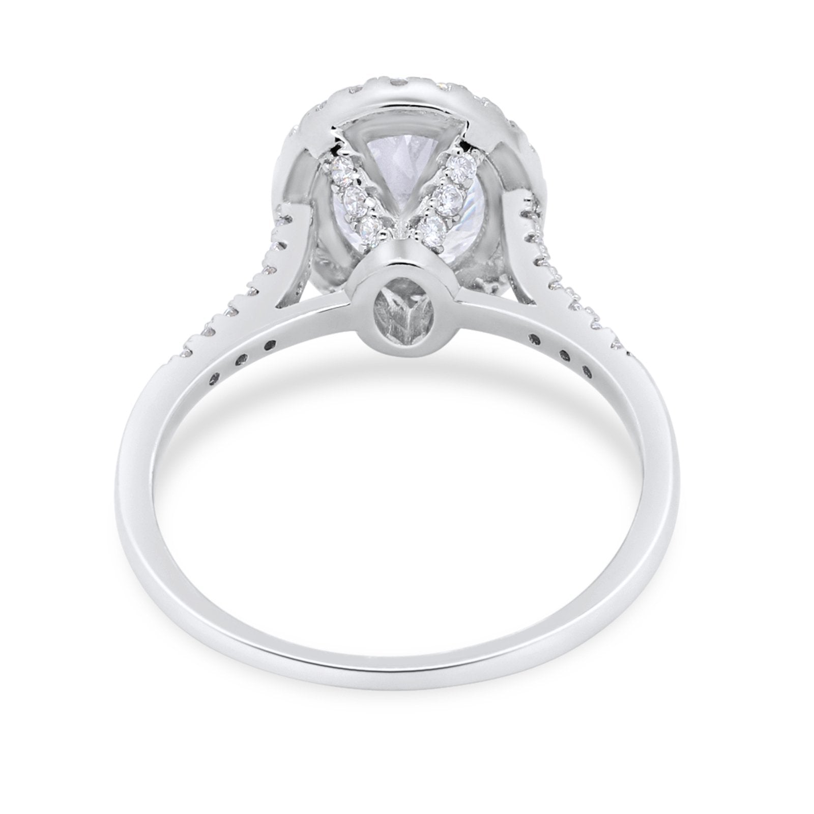 Halo Art Deco Oval Wedding Engagement Bridal Ring Round Cubic Zirconia 925 Sterling Silver