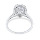 Halo Art Deco Oval Wedding Engagement Bridal Ring Round Cubic Zirconia 925 Sterling Silver