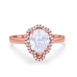 Art Deco Teardrop Pear Shape Wedding Bridal Ring Round Cubic Zirconia 925 Sterling Silver