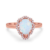 Art Deco Teardrop Pear Shape Wedding Bridal Ring Round Cubic Zirconia 925 Sterling Silver