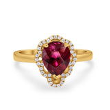 Art Deco Teardrop Pear Shape Wedding Bridal Ring Round Cubic Zirconia 925 Sterling Silver